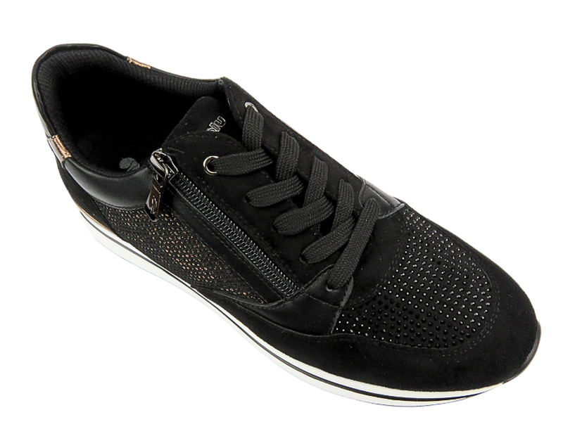 Sneakersy damskie z kryształkami czarne INBLU IN-388