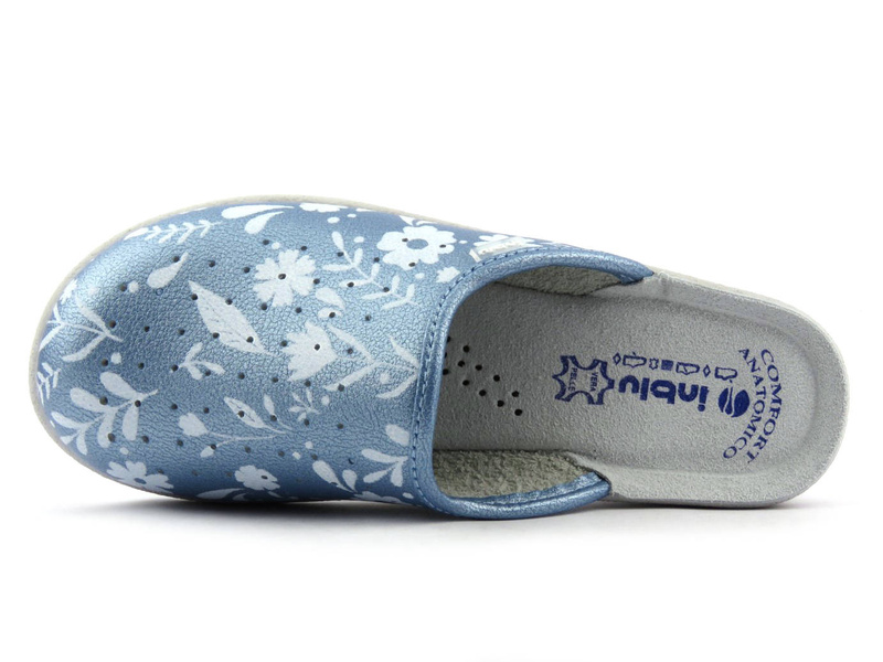 Klapki damskie medyczne ze skórzaną wkładką - Inblu 50-51, jasnoniebieskie