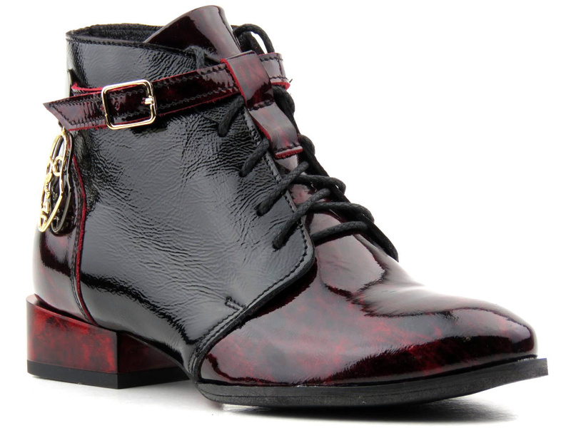 Oryginalne botki damskie na niskim obcasie - MACIEJKA 5743A-23, bordowe