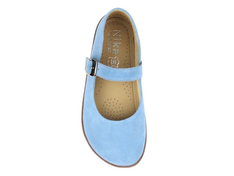 Barefoot skórzane minimalistyczne półbuty damskie Nika Komfort 1445, błękit
