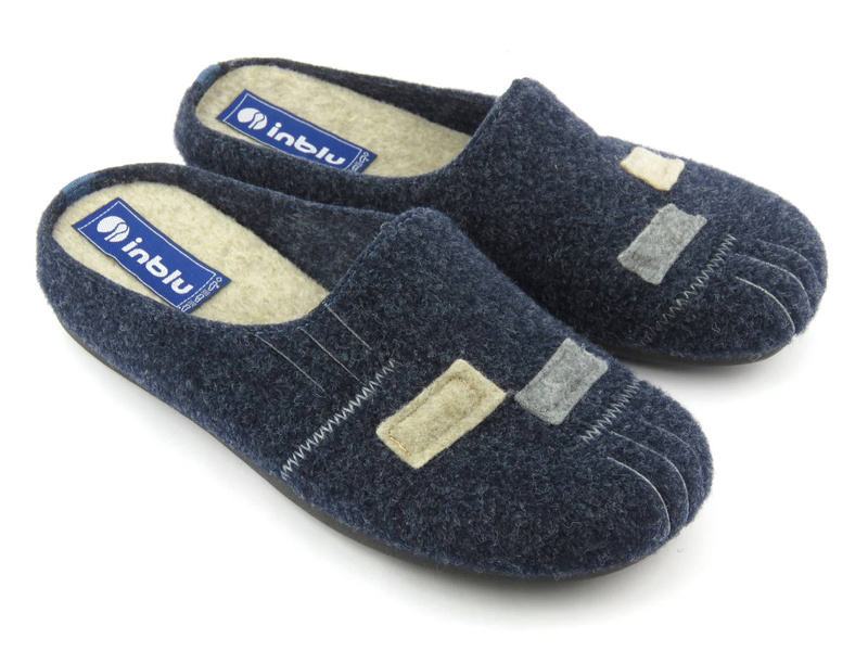 Kapcie męskie filcowe - INBLU 155M014, granatowe