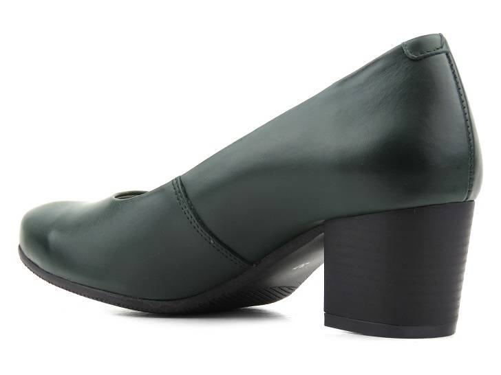 Skórzane czółenka na klocku - AXEL Comfort 1666, zielone