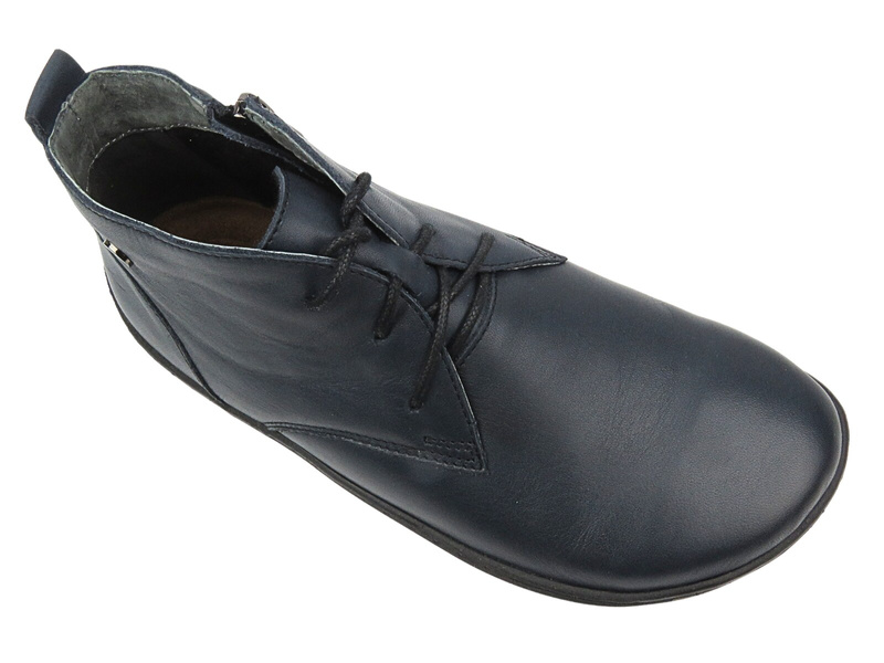 Barefoot skórzane minimalistyczne botki damskie granatowe HELIOS Komfort 699