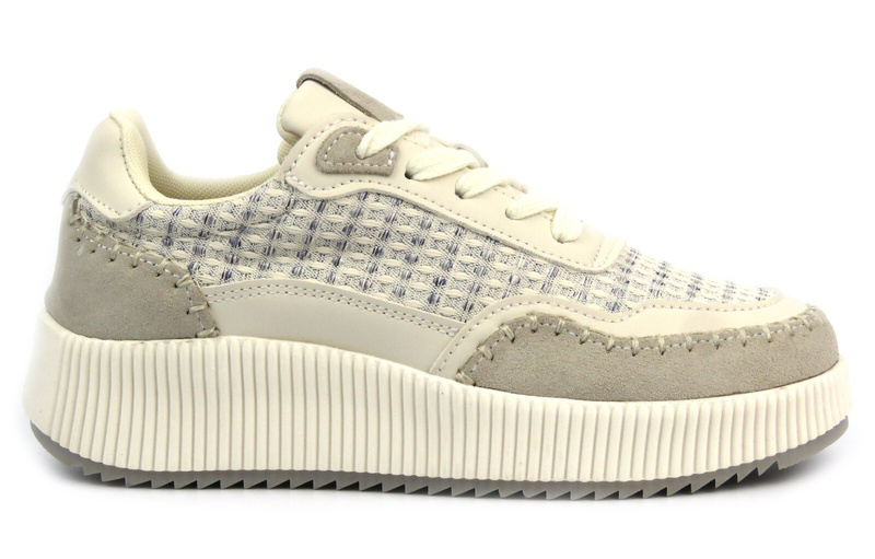 Buty sportowe damskie na platformie - BRIVIDO SHOES TW0815-09, beżowe