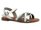 Skórzane sandały damskie zapinane na sprzączkę białe Cambell 25-64008