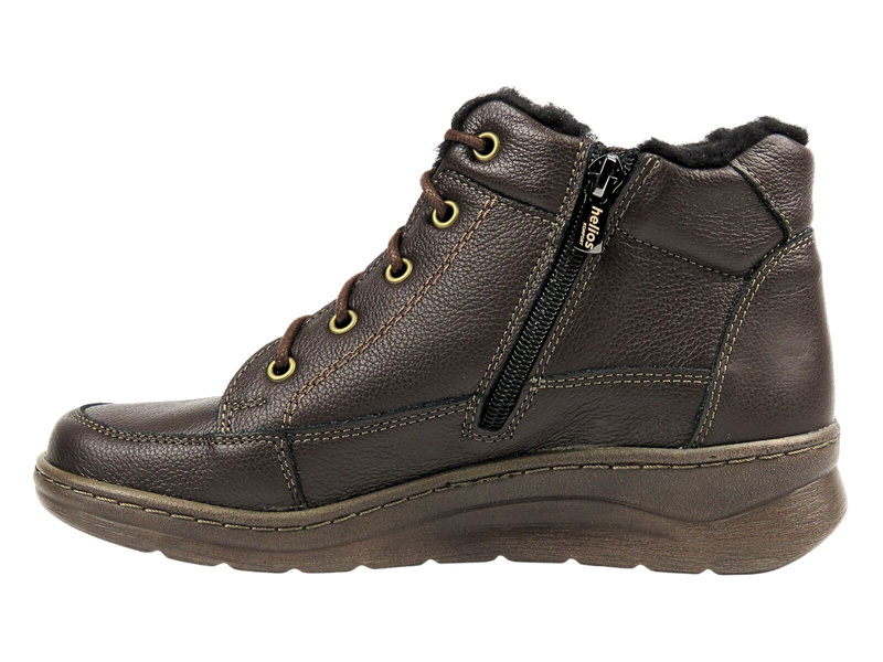 Botki damskie z wełną - HELIOS Komfort 553, ciemnobrązowe