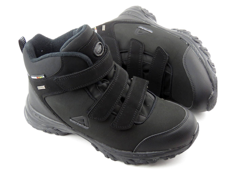 Trekkingi męskie zimowe na rzepy - AMERICAN CLUB Softshell WT109/22, czarne