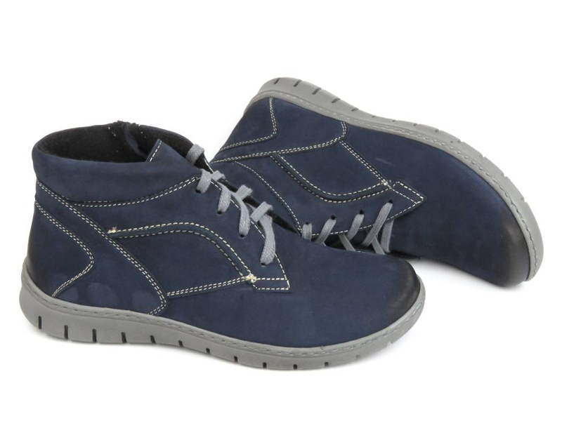 Botki damskie skórzane - Blu 1013, granatowe