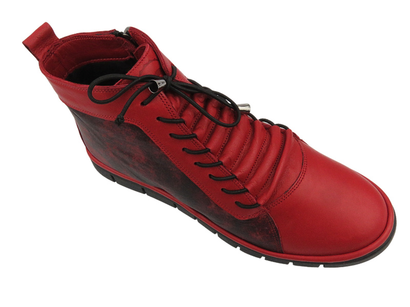 Botki, trzewiki damskie z miękkiej skóry - MANITU 990532-04, czerwone