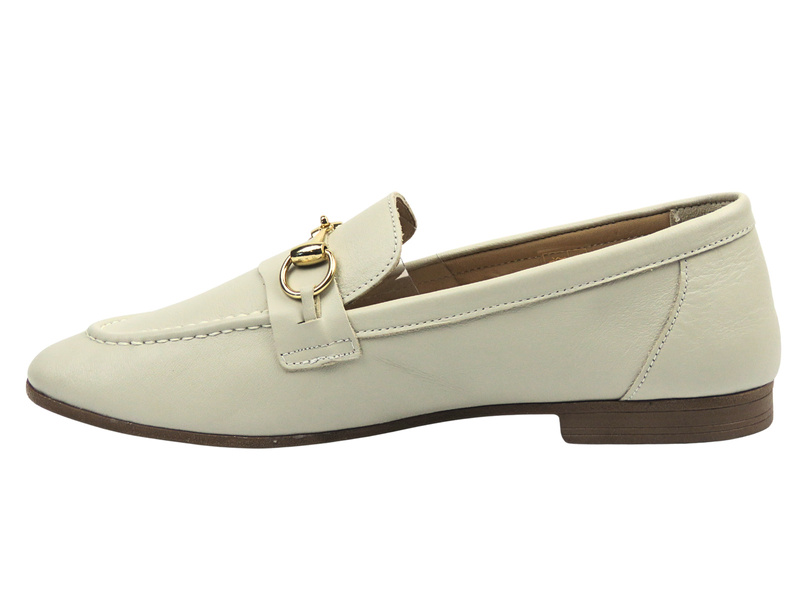 Eleganckie mokasyny damskie ze skóry naturalnej Venezia B002LEBEOBM138, beż