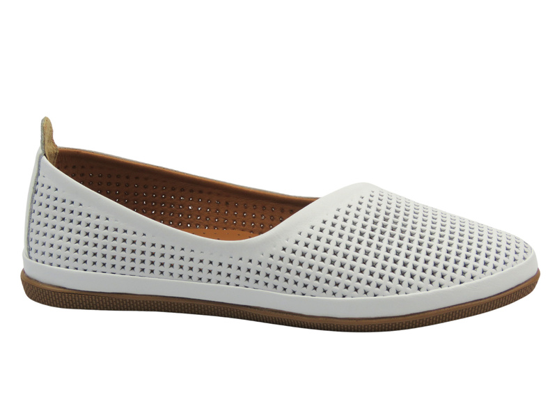 Skórzane półbuty damskie polskiej marki białe Nika Komfort H-478