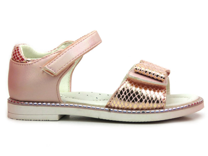 Sandały dziecięce z kokardką - Weestep R525950603, różowe błyszczące