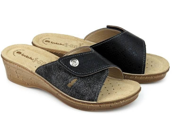 Klapki damskie na rzep - INBLU 26-79, czarne