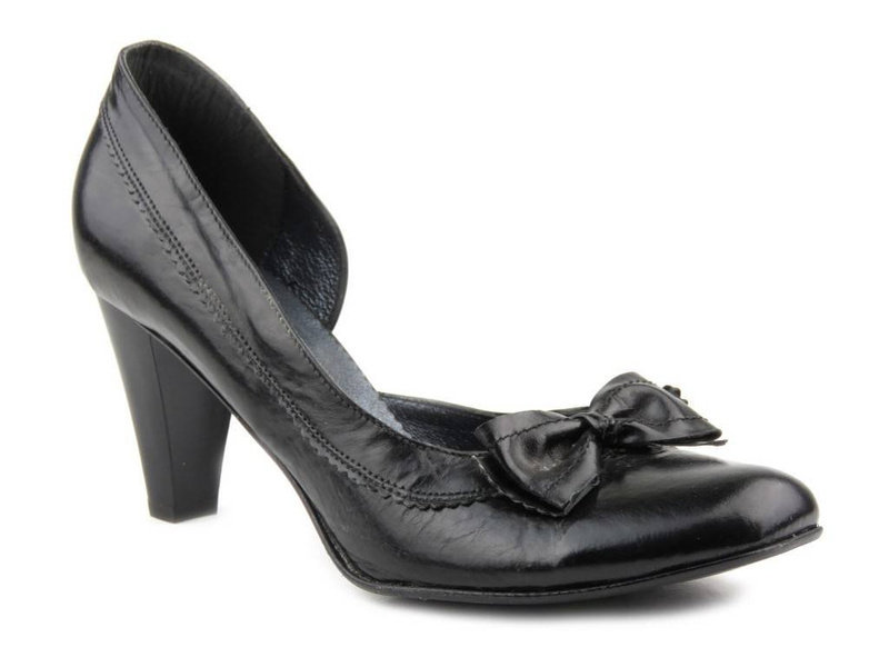 Skórzane czółenka na słupku HDS 323