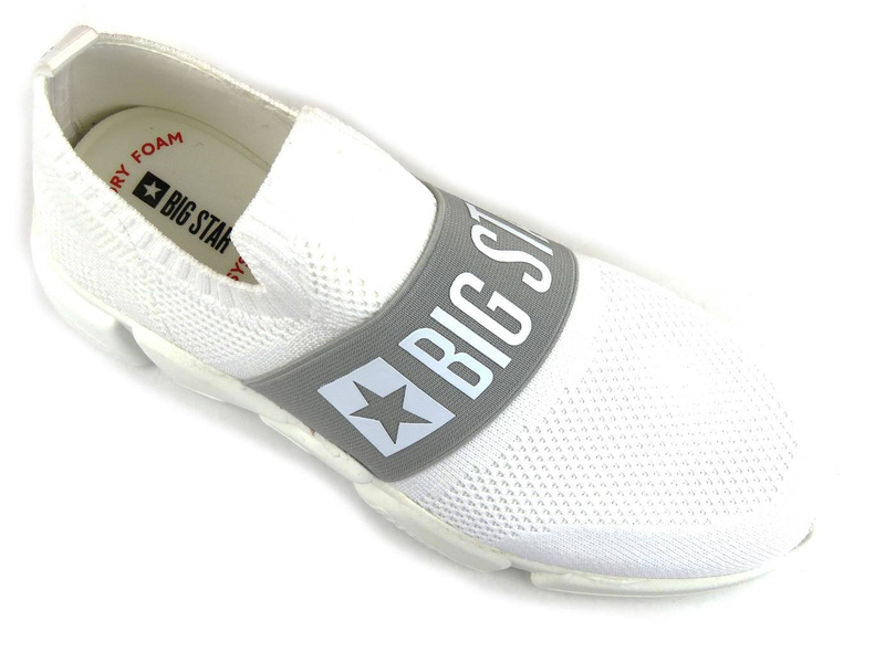 Wsuwane sneakersy damskie z przewiewnej tkaniny - BIG STAR JJ274297, białe