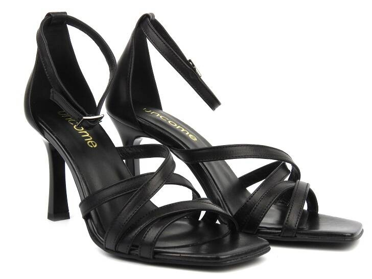 Sandały damskie na obcasie- UNCOME 38400, czarne