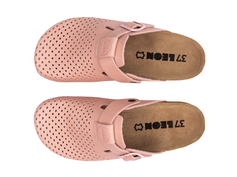 Skórzane Klapki Damskie Leon 4250 różowe