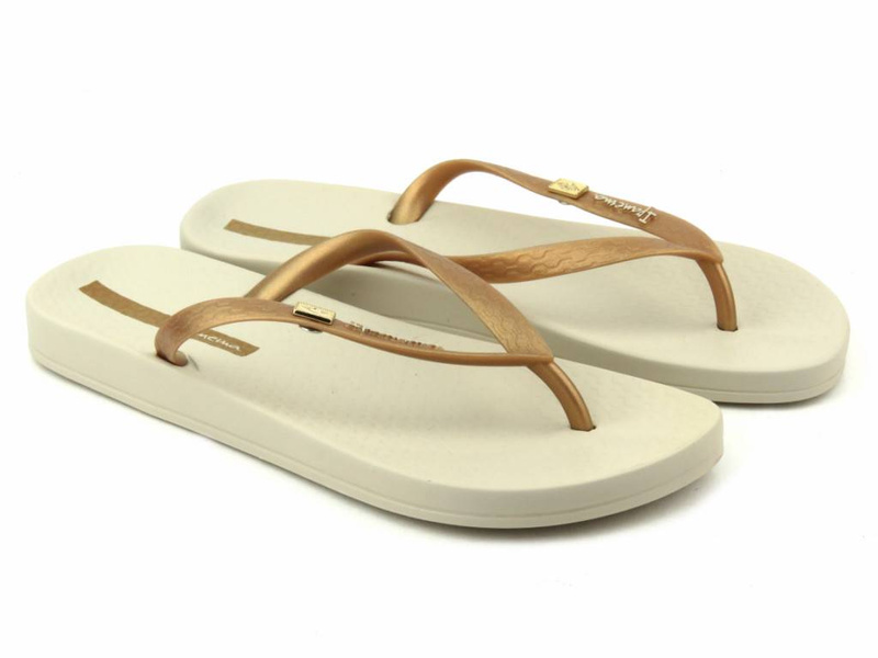 Gumowe japonki damskie IPANEMA 82932, beżowo-złote