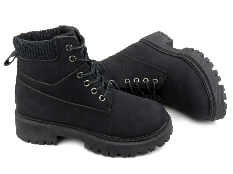 Trapery, ciepłe buty damskie zimowe - Cross Jeans MM2R4012, czarne