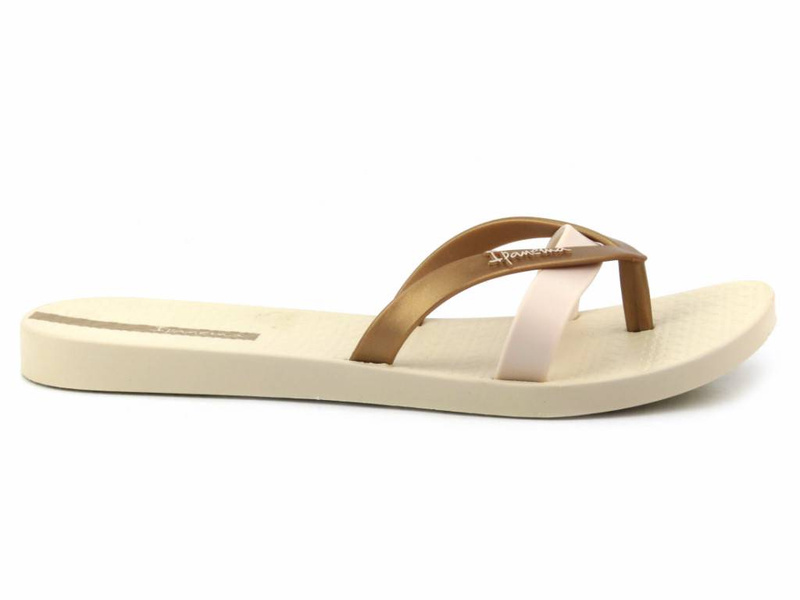 Gumowe japonki-klapki damskie IPANEMA 81805, beżowo-złote