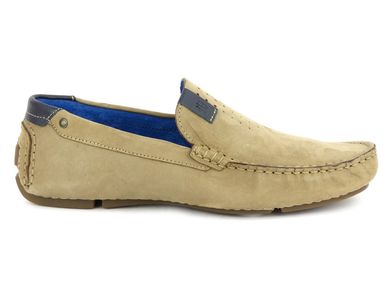 Mokasyny męskie skórzane - Badura 3153, beżowe