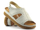Skórzane sandały damskie z ażurowym wzorem - WASAK 0652, białe