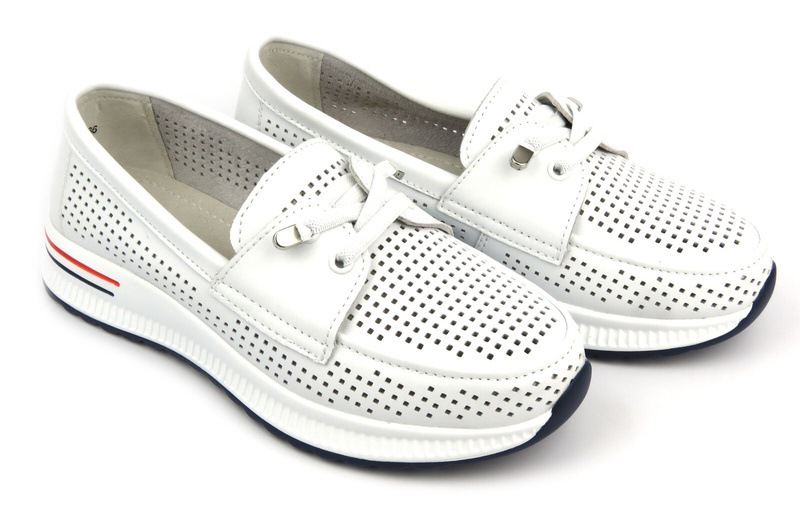 Ażurowe półbuty damskie - Artiker 52C1889, biały