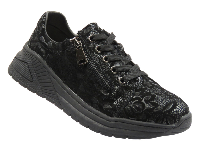 Skórzane półbuty damskie czarne Nika Komfort H-233