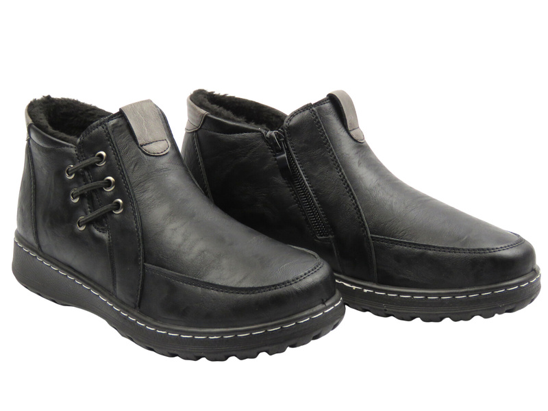 Wsuwane półbuty damskie czarne Potocki 25-90349