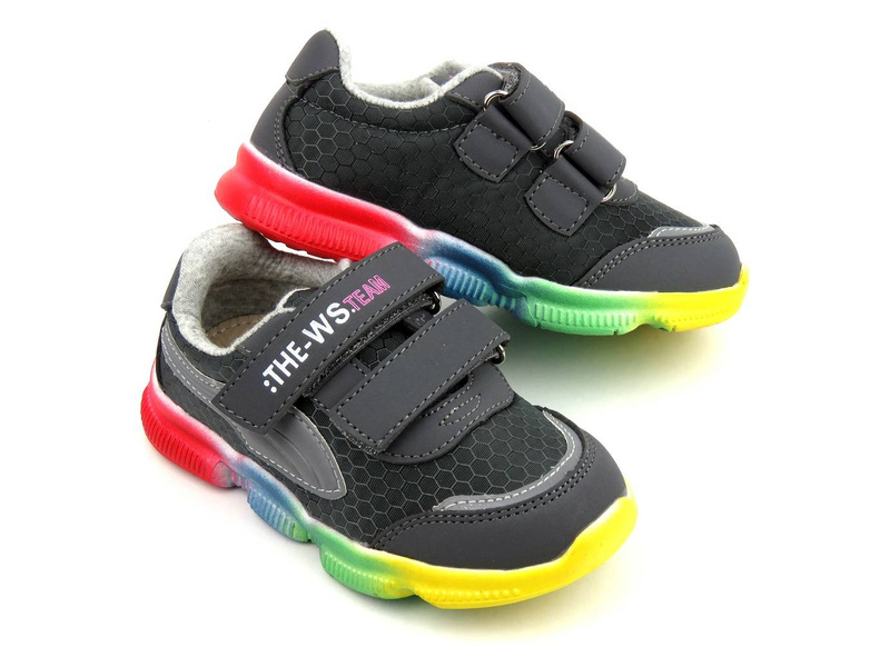 Sneakersy dziecięce z kolorową podeszwą - WEESTEP R366153031, ciemnoszare