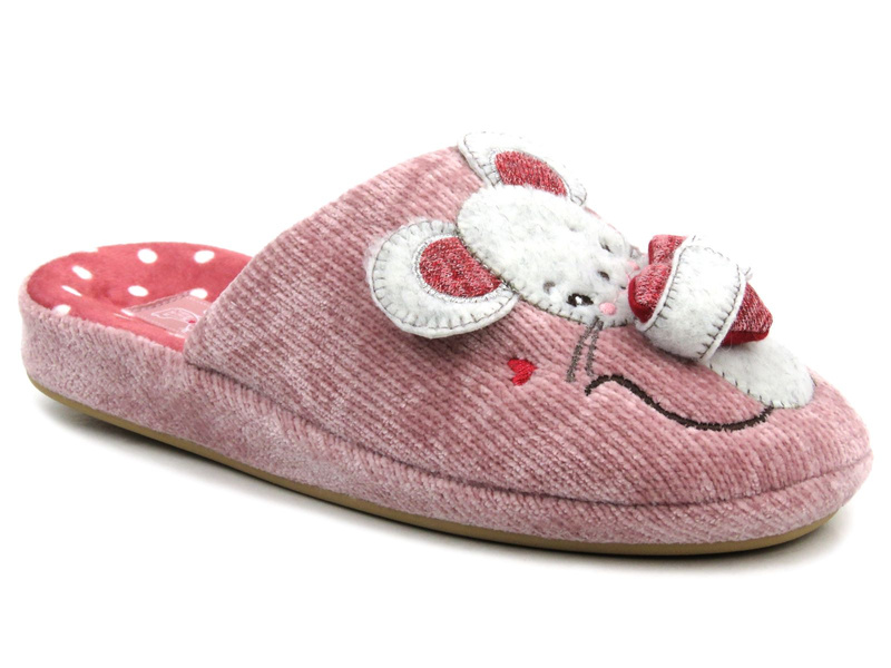 Ciepłe kapcie damskie-American Club SL10/23 różowe