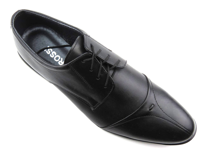 Półbuty męskie ze skóry - Moskała A113, czarne