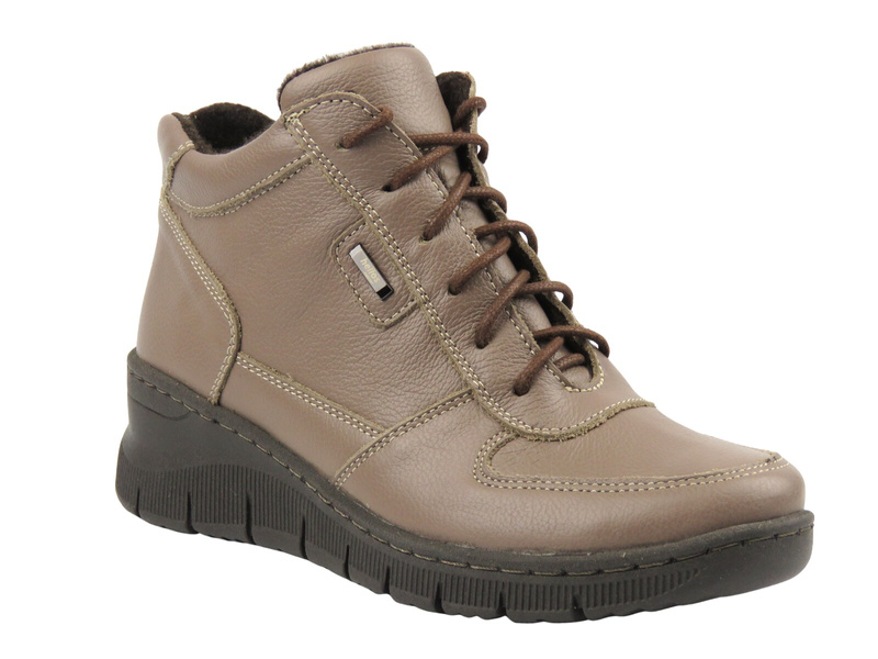 Skórzane botki damskie polskiego producenta - HELIOS Komfort 543S, khaki