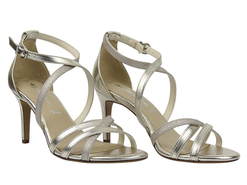 Eleganckie Sandały Damskie Złote Na Szpilce Tamaris 1-28382-42