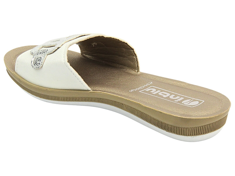 Klapki Damskie INBLU PONZA Białe Wsuwane