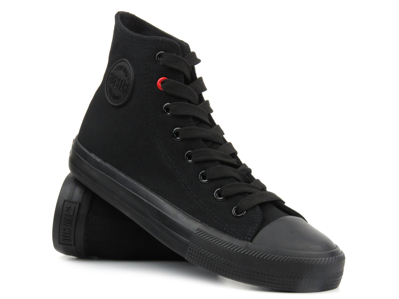 Wysokie trampki damskie, sznurowane - Big Star TT274033, czarne