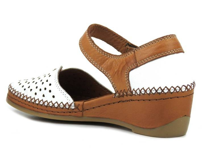 Sandały damskie na koturnie - Manitu 910156, białe