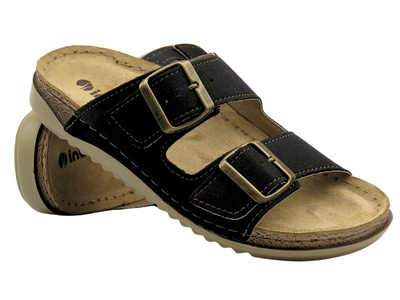 Klapki damskie z klamrami - INBLU AA-68, czarne