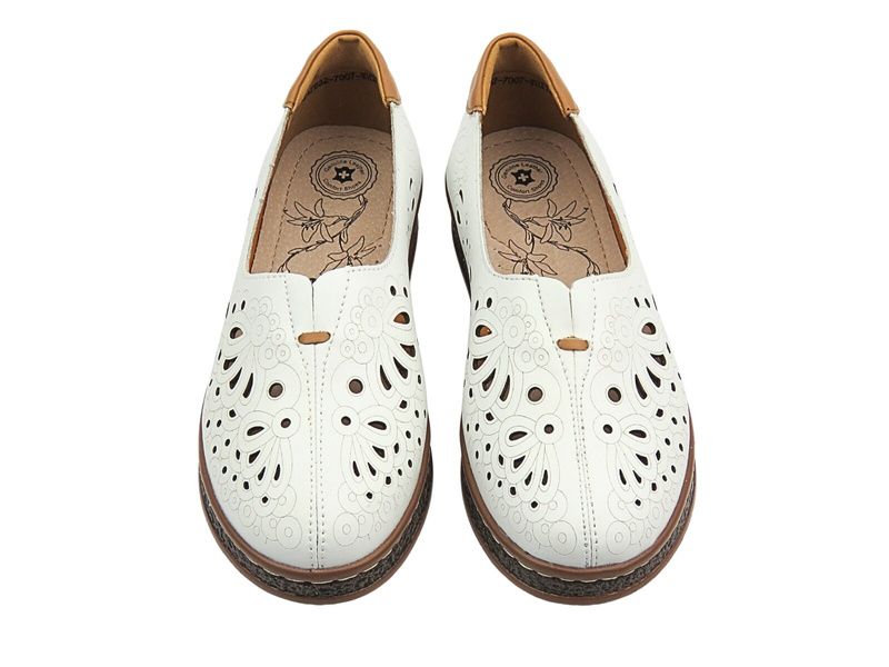 Skórzane Półbuty damskie białe Nika Komfort 24PB32-7007