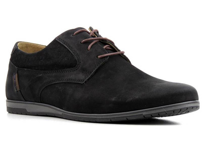 Skórzane półbuty męskie na co dzień - RIKO 947, czarne