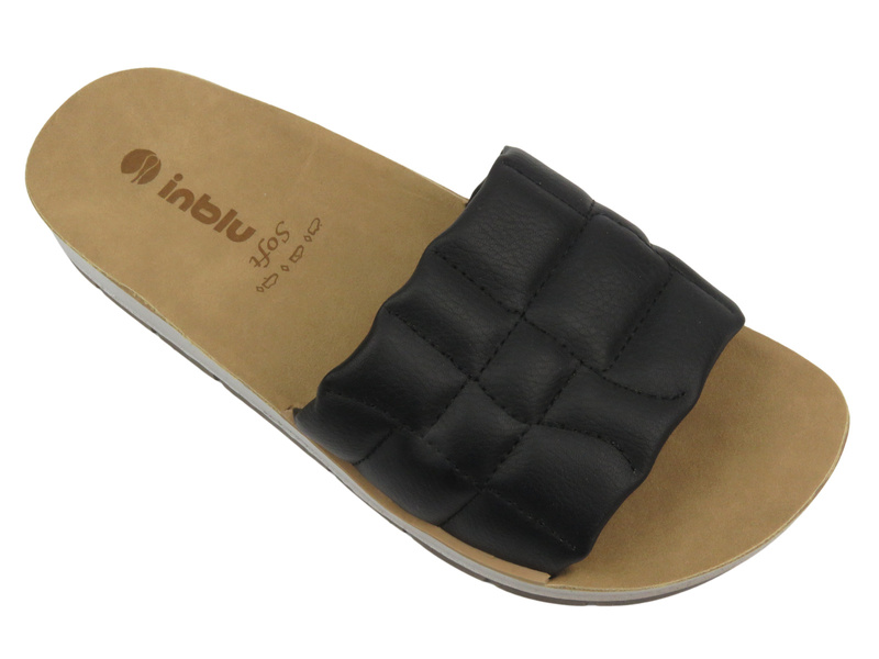 Klapki Damskie Ze Skóry Ekologicznej - INBLU AMALFI, Czarne