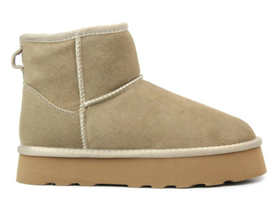 Śniegowce damskie na platformie  - Potocki 23-37060, beżowe