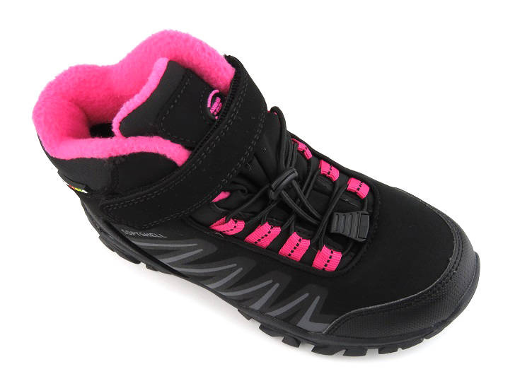 Buty trekkingowe dziecięce / młodzieżowe zimowe  AMERICAN CLUB WT107/22 WT112/22, czarne z fuksją
