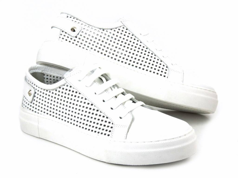 Buty sportowe damskie na wiosnę i lato - VENEZIA 369, białe