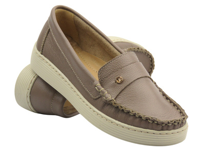 Półbuty damskie wsuwane khaki Helios Komfort 440