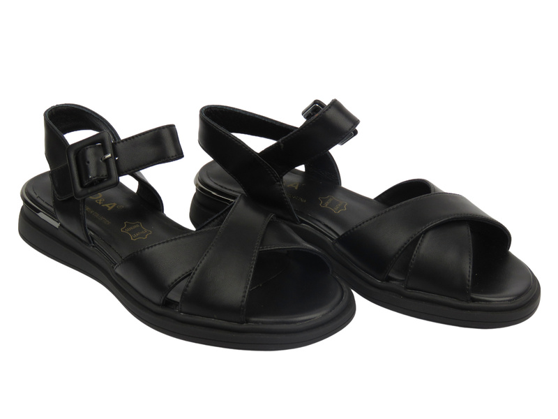 Sandały damskie na platformie - S. Barski CR51-473, czarne