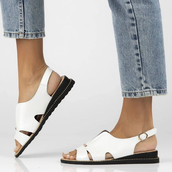 Skórzane sandały damskie białe Filippo DS4470/25