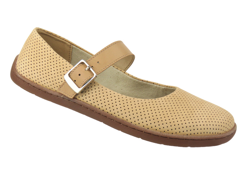 Barefoot skórzane minimalistyczne półbuty damskie bezowy 2 Nika Komfort 1445