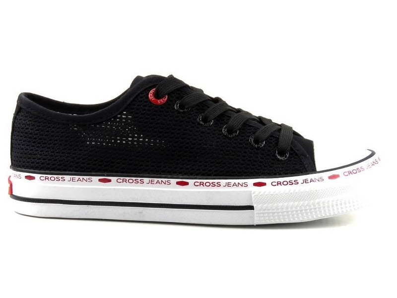 Siateczkowe trampki damskie na wiosnę i lato - Cross Jeans FF2R4015C, czarne