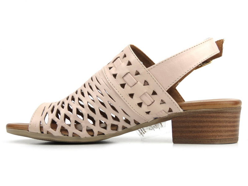 Skórzane sandały damskie z ażurową cholewką - PIAZZA 910055-42, różowe